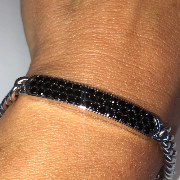 EFFY STERLING SILVER & BLACK SAPPHIRE BAR BRACELET - Picture 3 of 7